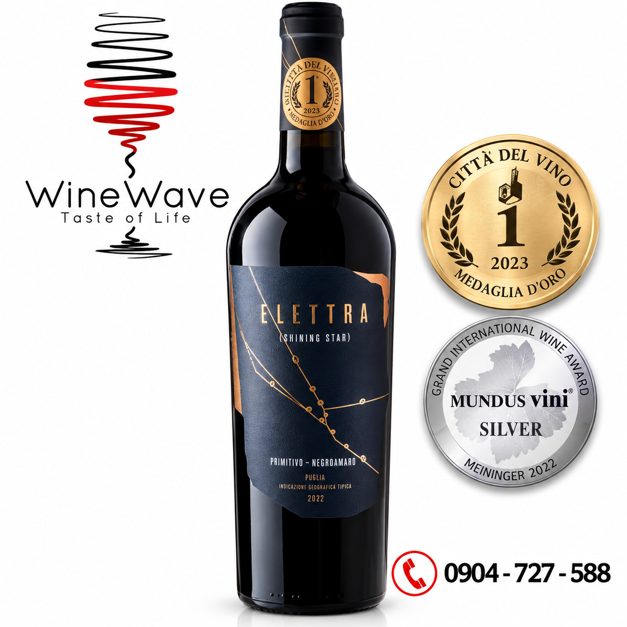 Rượu vang Ý Elettra Primitivo Negroamaro Puglia